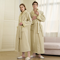 Automne hiver Couple peignoir pyjamas Double couche épaissi solide taille élastique respirant col en v corail polaire 380g