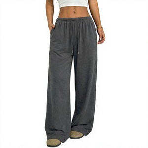 Pantalon de survêtement ample en molleton de coton pour femme, personnalisable avec broderie, style streetwear décontracté, vente en gros - Product Image 6