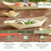 Barquette en bois jetable pour sushi, apéritif, écologique, biodégradable, plateau en bois pour la restauration, fête, service de finger food