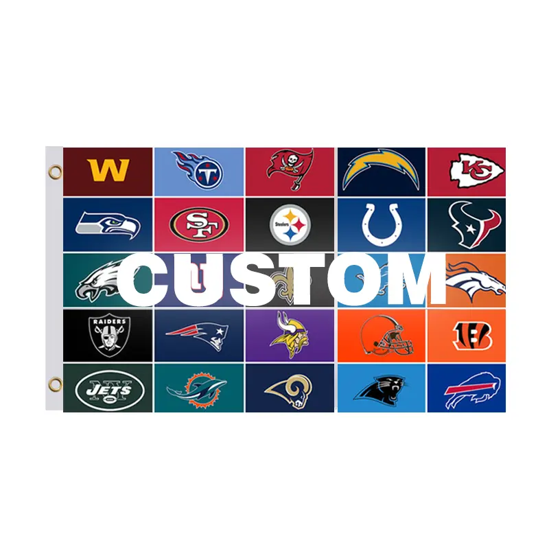 Entrega rápida duplo lado impressão Poliéster 3 * 5FT janela personalizada NFL Club Buffalo Bills Team Flags