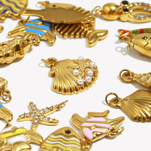 Ciondoli Fashion Dreamshow per Creazione di Gioielli Pendenti a Forma di Animale Marino Ciondoli Smaltati Placcati in Oro in Acciaio Inossidabile Accessori per Gioielleria - Product Image 2