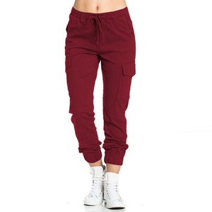 Pantalones Cargo para Mujer con Cuatro Bolsillos, Cintura Elástica con Cordón, Pantalones Casuales Deportivos con Dobladillo Elástico - Product Image 5