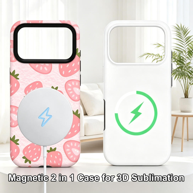 For iPhone 17 16 15 14 13 12 Pro Max Magnetic 2 in 1 Double Layer 3D Sublimation Phone Case Heat Transfer Print DIY Blank Cover