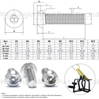 Vis de sécurité à tête bouton Torx en acier inoxydable 304 M3 M4 M5 pour guichets automatiques et bornes de libre-service