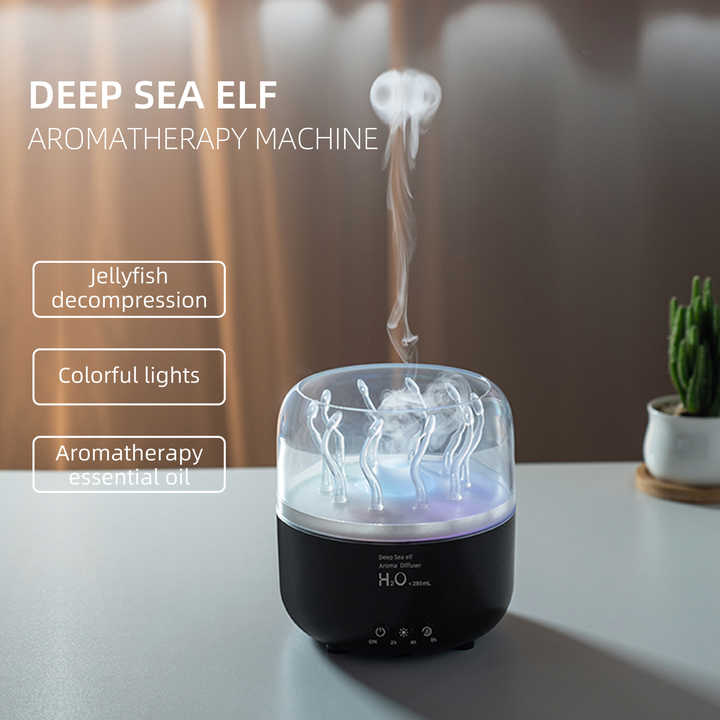 Timed Air Humidifier Essential Oil Diffuser Household Electric Rotating Modern USB Smoke Ring Jellyfish Fragrance Diffuser