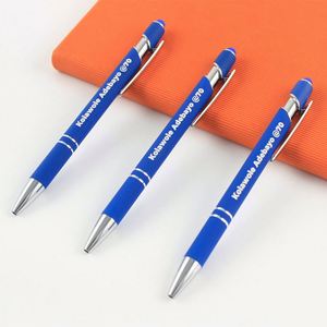 Stylo bille en métal personnalisé avec logo, coloré, avec écran tactile en caoutchouc souple, pour cadeau promotionnel - Product Image 1