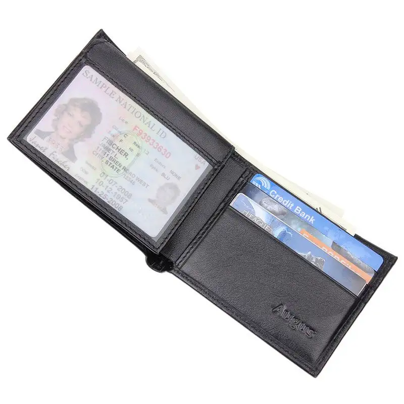 Toptan siyah lüks cüzdan küçük Mini Rfid erkek ince kart tutucu cüzdan deri kredi kartı tutucu erkek rahat cüzdan