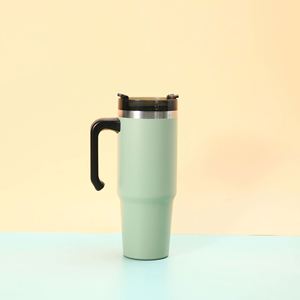 304 Stainless Steel Vacuum Insulated Travel Tumbler 20oz 30oz Car Cup With Handle Straw Outdoor Use - Product Image 1