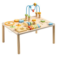 Nouvelle Table d'Activités Multifonctionnelle en Bois pour Enfants, avec Panneau de Perles, Horloge et Engrenages, pour l'Éveil et l'Éducation Précoce (3-6 ans)