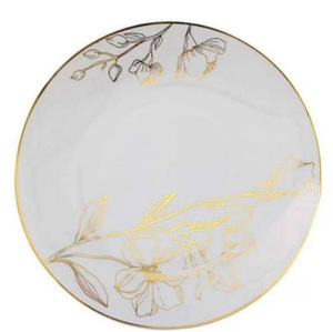 <span class=keywords><strong>Assiette</strong></span> ronde blanche avec bordure dorée, estampage à chaud, style moderne minimaliste, en <span class=keywords><strong>plastique</strong></span> rigide, vaisselle jetable de Noël, tailles assorties - Product Image 5