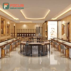 Premium Glass Display Cabinet Wooden Jewelry Counter LED Light Luxury Modern High End Jewelry Store Display Case - Product Image 4