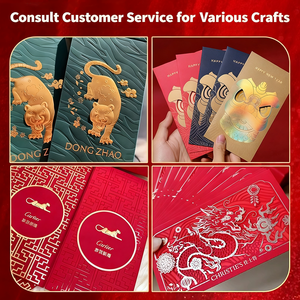 Custom Hongbao Business Luxury Red Envelopes Kraft Paper Wedding Gift Bags Gold Stamping <strong>Pearl</strong> Personalized Red Packets Logo - Product Image 6