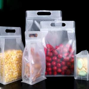 Feuchtigkeit beständiger transparenter Kunststoff-Beutel mit flachem quadratischem Boden Reiß verschluss Lebensmittel verpackungs tasche mit Griff Lieferanten fabrik - Product Image 6