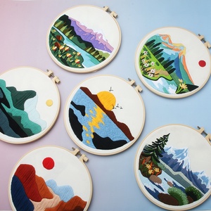 Kit de broderie DIY paysage <span class=keywords><strong>anglais</strong></span> montagne et eau, fait main, pour débutants, à partir de zéro, sur toile de coton, pour tableau mural - Product Image 1