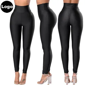 Legging elegante de cintura alta para mujer, negro, Ceñidor