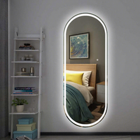 Miroir de salle de bain intelligent anti-buée à écran tactile avec lumière LED, design moderne ovale, éco-responsable, économie d'énergie, décoration murale