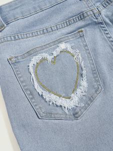 Jeans de Mujer de Cintura Alta, Corte Bootcut, con Cinturón Decorativo, Denim Elástico, Color Azul Claro, Cómodos y Elegantes, Casuales de Invierno - Product Image 5