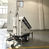 Remorque de sécurité solaire mobile avec mât de 6 m, panneaux solaires de 1200 W, batteries de 9600 Wh pour la surveillance des parkings