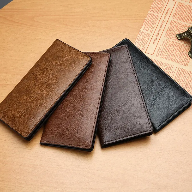 Simple Long PU Leather Luxury Card Money Wallets Bags for Men