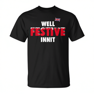 Camiseta navideña con bandera del Reino Unido de Well Festive Innit - Product Image 1