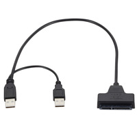 Cable USB 2.0 a SATA Dual con Blindaje Trenzado, Cubierta de PVC, Conductor de Cobre Estañado, 7+15 Pines, para Disco Duro, 0.2m