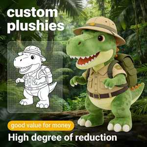 Peluche Dinosauro Esploratore Personalizzato con Zaino, Tema Avventura all'Aperto, Morbido e Dettagliato, Perfetto per Bambini, Campeggiatori e Menti Curiose sulla Natura - Product Image 1