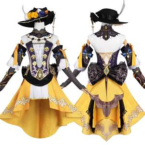 Costume de cosplay complet Anime <span class=keywords><strong>Genshin</strong></span> <span class=keywords><strong>Impact</strong></span> Navia avec chapeau, chaussures, robe et uniforme de cosplay Fontaine Navia - Product Image 1