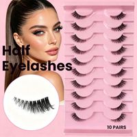 Lot de faux cils demi-bandes en gros, effet chat, vaporeux et moelleux, avec bande invisible fine, réutilisables, en faux vison