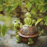 Escultura de tortuga de rana para jardín, decoración de animales para exteriores, artesanía de resina
