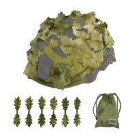 Housse de casque tactique AFG camouflage Bionic, découpe laser irrégulière avec 6 feuilles de simulation supplémentaires, avec pochette
