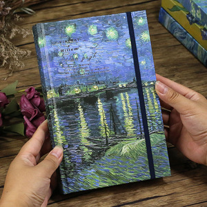 A5 Vintage Van Gogh Hot Stamp ing Lederbezug Notebook Custom Printed Hardcover Journal mit Gummiband für den Einsatz in Übersee - Product Image 6
