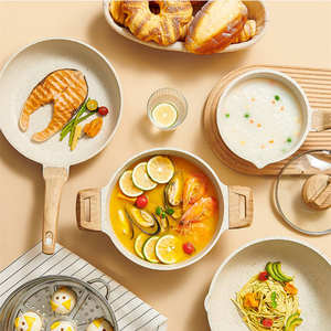 Juego de Utensilios de Cocina de Cerámica de Lujo, Duradero, Ecológico, de Alta Calidad, 4 Piezas, con Tapa de Vidrio, Mangos de Madera, Apto para <span class=keywords><strong>Horno</strong></span>, Antiadherente - Product Image 3