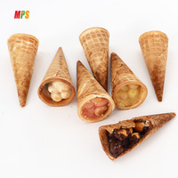 Kerucut Durian Renyah Grosir, Wafel Mini Renyah, Biskuit Manis Bentuk Es Krim, Cone Cokelat Ukuran Kecil