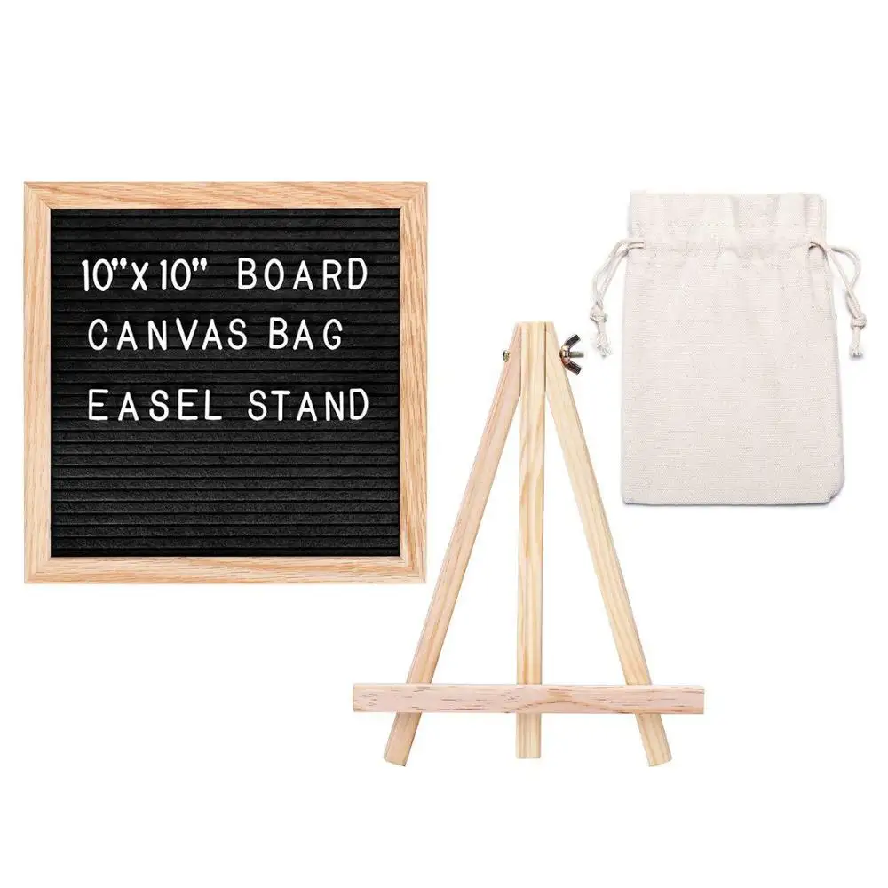 ARTALL 10 x 10 Felt Letter Board,Changeable Letter Board with Wooden Frame,Message Board with 340 White Plastic Letters,Laser 