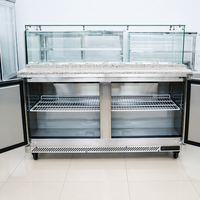Réfrigérateur commercial à mode de refroidissement par air forcé, 2 portes, température unique, pour table de préparation de salades, comptoir de présentation de salades