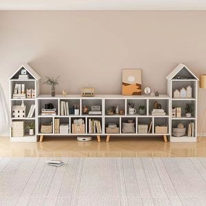 <b>Childrens</b> <b>Bookcase</b> Floor Standing Storage Shelf 10 Shelves Multifunctional Cabinet For Kids Room Toy Storage Scandinavian Style - Product Image 4