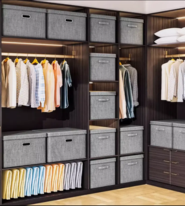 Scatola portaoggetti rettangolare in tessuto di alta qualità con coperchio, contenitore organizer sostenibile per vestiti e ufficio, ideale per hotel, armadi e scaffali - Product Image 5