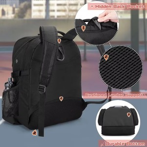 Sac à dos de sport en maille noire BSCI pour basketball, football, volley-ball, avec compartiment pour ballon et chaussures - Product Image 5
