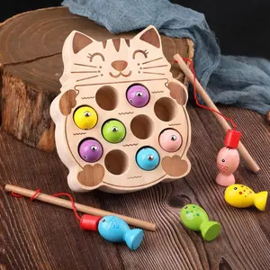 Angeln Spielzeug Holz Pretend Katzen Angeln Magnetische Brettspiel Für Kinder Geschenk Neue Ankunft
