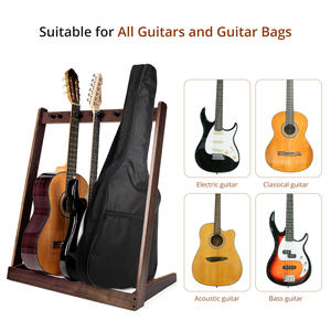 Supporto per chitarra Multi-chitarra legno duro noce nero per la visualizzazione di strumenti in legno - Product Image 4