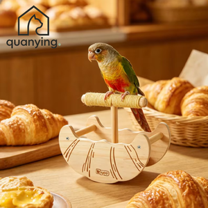Perchoir rectangulaire en bois pour oiseaux, jouet multifonctionnel pour perroquets, à mâcher et à aiguiser les griffes, portable, pour l'entraînement et l'affûtage des griffes - Product Image 1