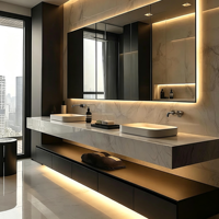 Set Perlengkapan Kamar Mandi Minimalis Bergaya Hotel, Kabinet Kamar Mandi untuk Proyek Gedung Bertingkat, Persediaan Kontraktor