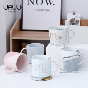 Ensemble de tasses à café FENN Marble MR. & MRS. en céramique avec impression personnalisée, tasses à café en céramique et porcelaine avec logo personnalisé - Product Image 1