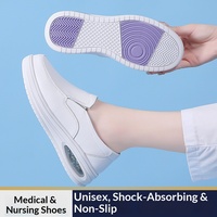 Chaussures d'infirmière pour hommes et femmes, semelles souples à coussin d'air, cuir véritable, respirantes, légères, antidérapantes, durables, grande taille