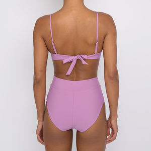 Nouvel ensemble de bikini 2024 Logo personnalisé taille haute crème solaire séchage rapide à lacets femmes maillot de bain ensemble - Product Image 6