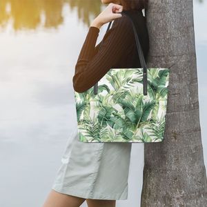 Tropical Palm Leaf Print Tote <b>Handbag</b> PU Shopper Bag <b>Small</b> Vacation Carryall - Product Image 6