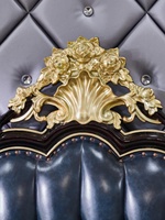 Lit en cuir véritable de style européen Fuanhe avec sculptures en bois massif, coussin moelleux, personnalisable pour chambre principale, lit double de 1,8 m