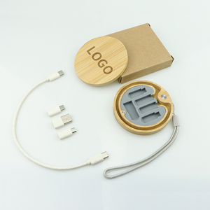 휴대용 60W 6-in-1 마이크로 <span class=keywords><strong>USB</strong></span> C 타입 고속 충전 데이터 케이블 세트 판촉 대나무 박스 케이블 클립 키트 <span class=keywords><strong>3</strong></span>-in-1 보관 용 - Product Image 2