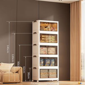 8094-4 Standard prix de gros <span class=keywords><strong>portable</strong></span> pliable clair armoire collations poupée articles divers boîte de rangement en plastique avec roues de couvercle - Product Image 2