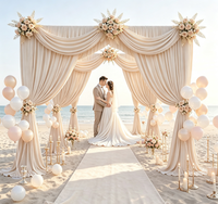 Rideaux de fond en polyester ivoire sur mesure en gros, panneaux de 1,80 m x 1,80 m pour mariage, fête, photomaton, scène